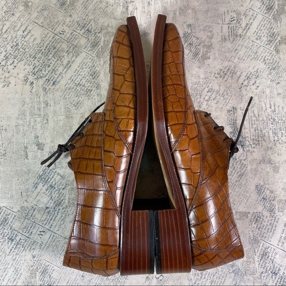 Juno Italian lace up  Oxford croc embossed leather shoes - Picture 8 of 15